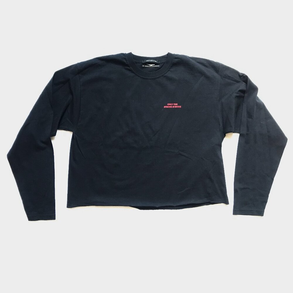 NWOT Urban Oufitters Black Cropped Long Sleeve T-shirt Small